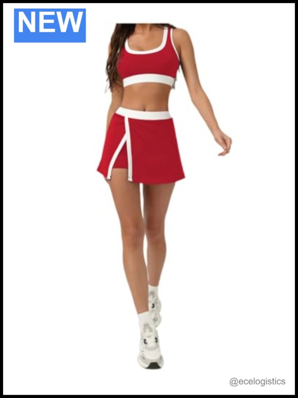 Wuitrie Skort Set Sleeveless Crop Tank Top & Skirt Workout